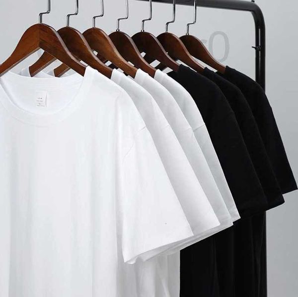 Мужские футболки, дизайнерская трендовая футболка из чистого хлопка для мужчин и женщин, однотонная, с короткими рукавами, из чесаного хлопка, с круглым вырезом, культурная рубашка белого цвета, утолщенная