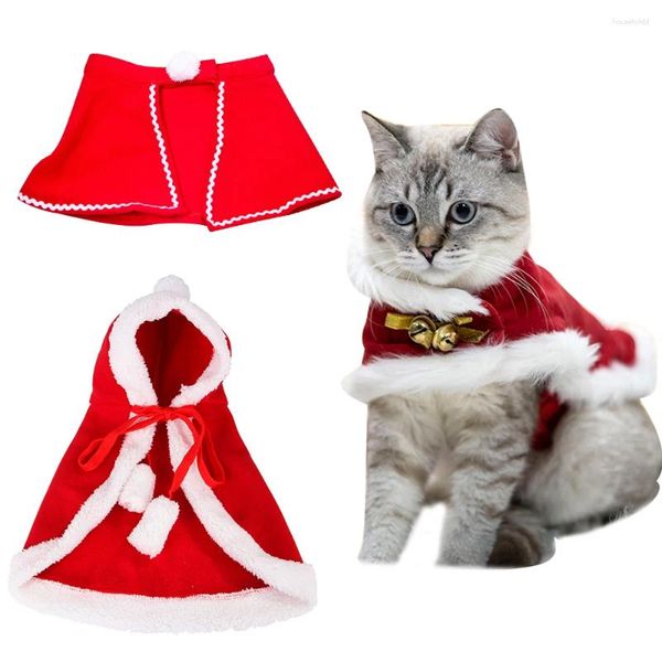 Costumi per gatti Mantello con cappuccio natalizio Costume per cani da compagnia Mantello con cappello Abito da Babbo Natale per la festa di Natale