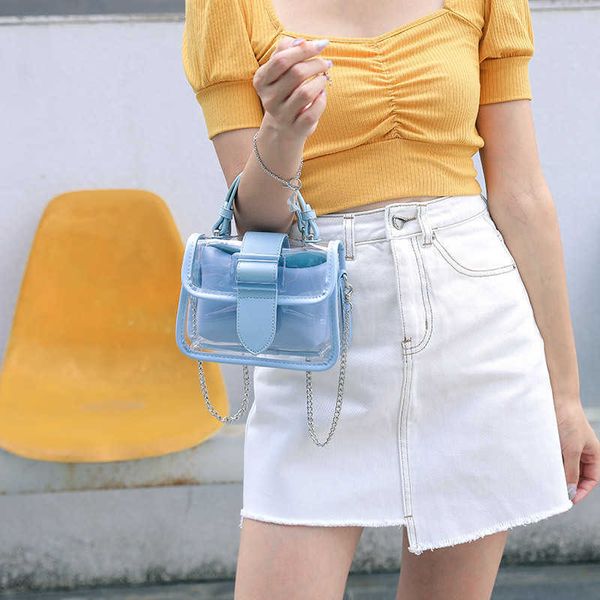 Portafogli firmati a catena piccola 2024 Pvc trasparente Summer Square Fashion borsa a tracolla di lusso Jelly Mini Bag custodia impermeabile di qualità
