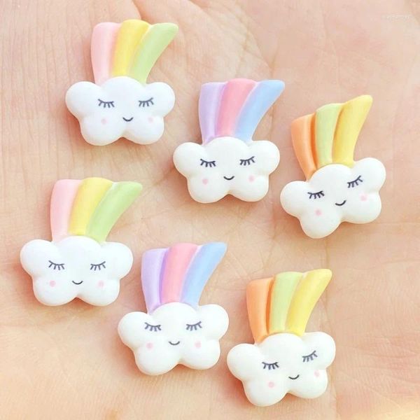 Figurine decorative 10 pz Mix Bella Mini Nuvola Arcobaleno Flatback Resina Decorazione di Arte Fascino FAI DA TE Scrapbooking Abbellimento Accessori H380