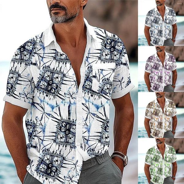 Freizeithemden für Herren Urlaub Hawaii 3D-bedrucktes Hemd Sommer Kurzarmbluse Stickerei Herren T Unisex Overall Herren