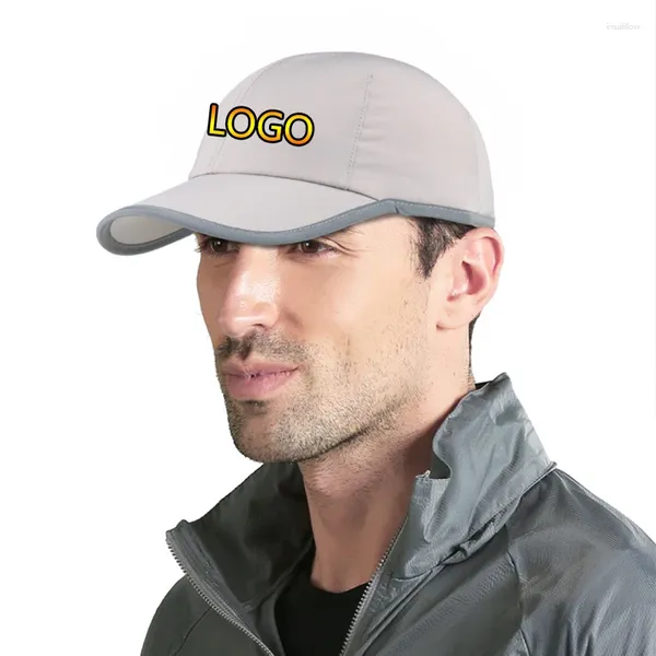 Bonés de bola unissex logotipo personalizado boné de beisebol de secagem rápida para mulheres respirável snapback chapéu masculino faixa reflexiva ajustável chapéus de caminhoneiro