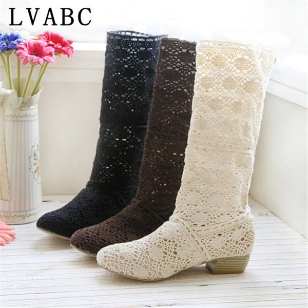 Boots 2018 Crochet Summer Boots Bootie 2019 com o novo sapato Lace OpenWork Boots Crochet Boots Plus Size Hollow Fashion Women Boots 3443