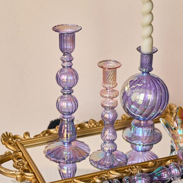Floriddle Candelieri retrò Portacandele conici Candelieri alti Decorazione Vaso di vetro per feste Decorazioni per la casa Decorazione di nozze 240314