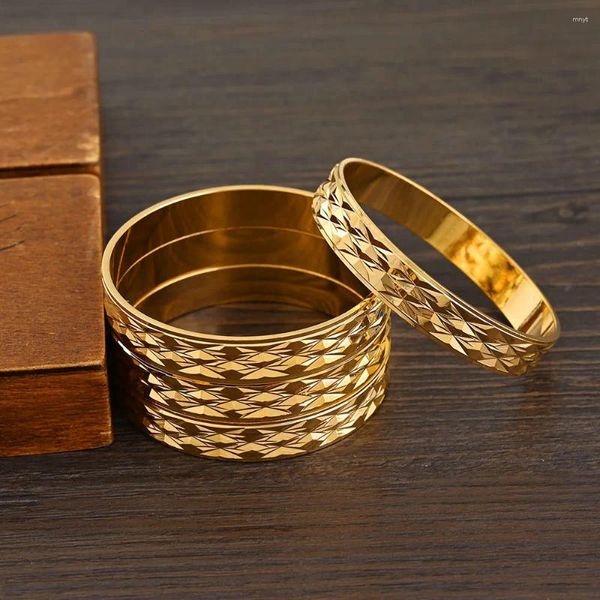 Bracciale 4 pezzi placcato oro 24 carati vintage per donna alta qualità Dubai sposa matrimonio braccialetto etiope regali per feste in Africa