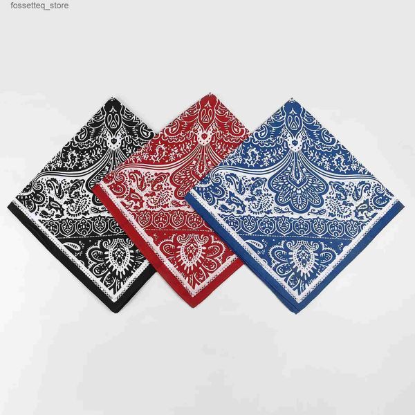 Lenços 3pcsCotton Caju Flor Hip-hop Bandanas para Mulheres Homens Bolso Esportes Ao Ar Livre Quadrado Cabeça Pescoço Lenço Pulseira Lenço L240322