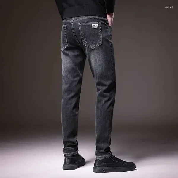 Erkek kot pantolon kırpılmış sıkı boru erkekler için elastik streç erkek kovboy pantolon sıska iş giyim ince fit denim 2024 Koreli Sonbahar