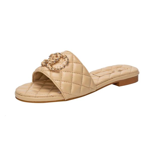 Sandálias deslizantes metálicas femininas chinelos de luxo mulher sandália marca flip flops para mulheres de alta qualidade elegante chinelo moda clássicos sandália chinelo sapatos planos