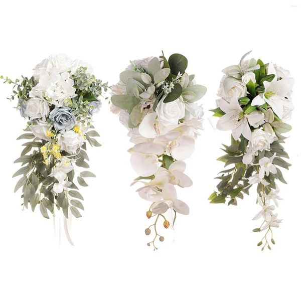 Fiori decorativi Bouquet da sposa Matrimonio Rustico Damigella d'onore Fiore a mano Rosa artificiale per l'anniversario delle vacanze