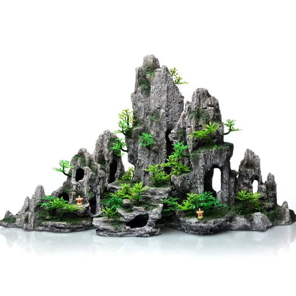 Tanque de peixes planta rockery multi-estilo decoração de aquário resina artificial construção caverna aquário paisagismo ornamento decoração 240305