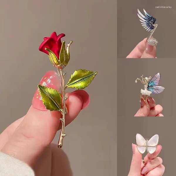 Broschen Mode Eingelegte Zirkon Brosche Strass Blume Engel Corsage Schmetterling Libelle Biene Insekt Pins Kleidung Schmuck Geschenke