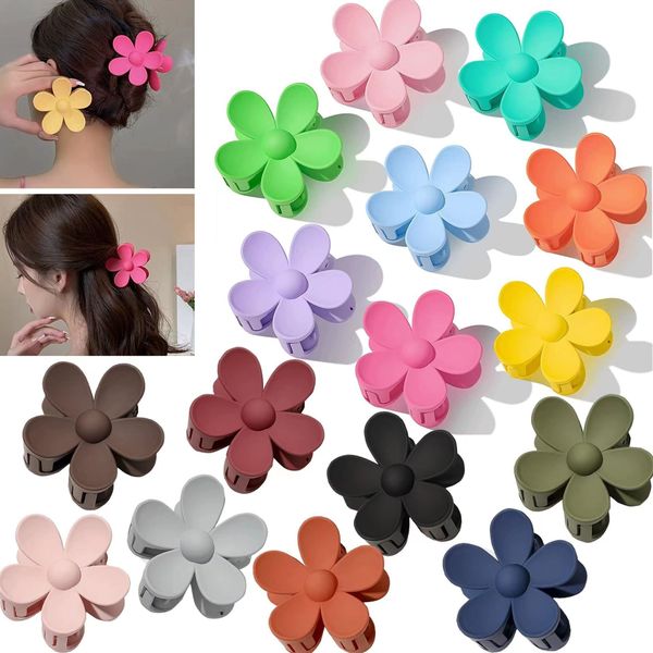 Koreanische große starke Halter blaue Blume elegante mattierte Haarkrallen rosa Haarspange Klaue Friseurwerkzeug Haarschmuck