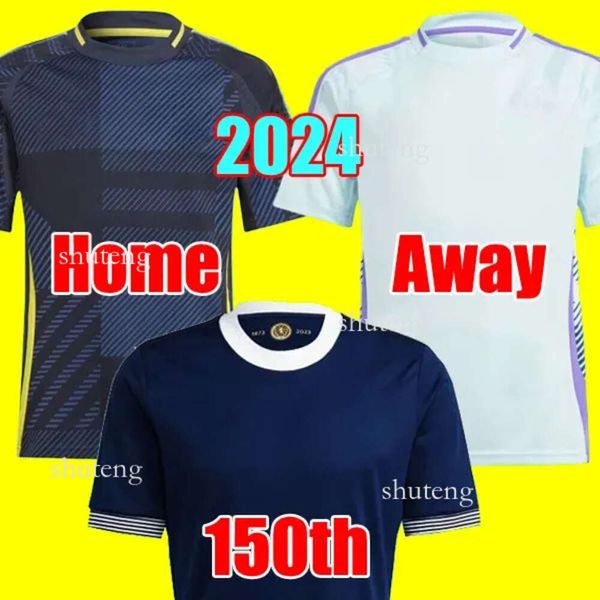 24 25 Schottland Fußballtrikot 150. Jubiläum Fußballtrikots Blau Sonderausgabe TIERNEY DYKES ADAMS Fußballtrikot 2024 2025 CHRISTIE Mcgregor Kinderset 92