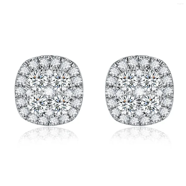 Brincos Seasky Pure 925 Prata Moissanite Square Studs 0.4ct D Cor Espumante VVS1 Partido Brinco de Diamante para Jóias Finas