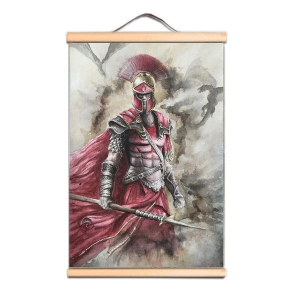 Vintage medieval cruzado guerreiro sólido parede pendurado banner - pintura de rolagem de madeira arte de parede decoração papel de parede - cavaleiros templários pôster gráfico de parede LZ01