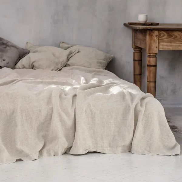 Conjuntos de 3 peças de lençol de cama lavado 100% puro linho com 1 peça lençol plano 2 peças fronhas macias de linho natural roupa de cama de luxo lençol macio
