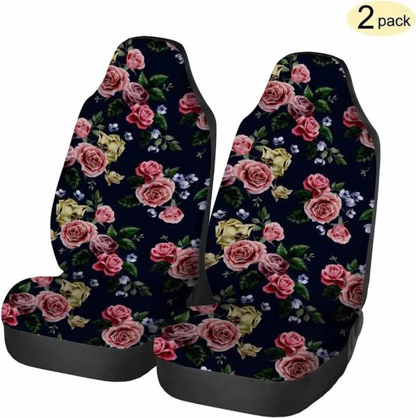 Coprisedili per auto Rosso Viola Rose rosa anteriori 2 pezzi Fiore Accessori automobilistici Protezione universale