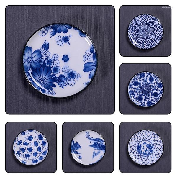 Tee Tabletts Keramik Tablett Tasse Matte Blau und weißes Porzellan Teetasse Pad Haushalt Set Accessoire Japanische Isolierung