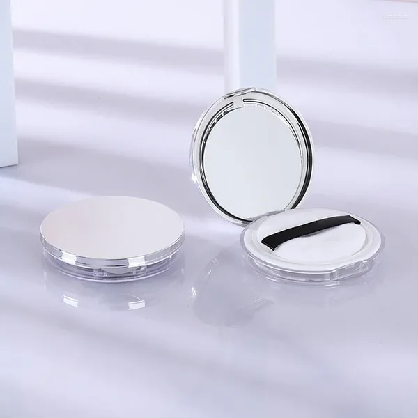 Garrafas de armazenamento Ultra-fino estiramento líquido solto pó caso viagem portátil maquiagem jar peneira recipiente com sopro e espelho caixa recarregável