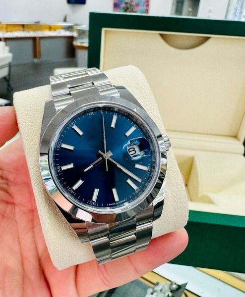 202425 QC U1F relógio de fábrica 904L aço mostrador azul 3235 Datejust 126334 41mm Jubileu Black Diamond Dial 18K W moldura dourada