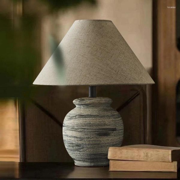 Lampada da parete in stile giapponese Wabi Sabi, tavolo in vaso di ceramica con illuminazione interna per testata del letto, soggiorno, camera da letto, design retrò cinese