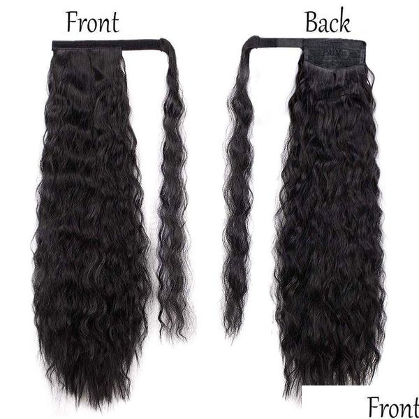 Хвосты 24 длинные высокие волнистые вьющиеся пони 160 г настоящие человеческие волосы наращивание хвоста Dstring Tie Up Tails Piece Drop Delivery Products Dh6O0