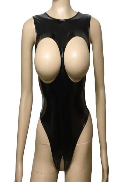 Lady Sexy Lingerie Teddies Brilhante Gloss PU Couro Aberto Peito Virilha Bodysuit Catsuit Leotard Roupa Interior Erótica Para Mulheres 2112149563721302