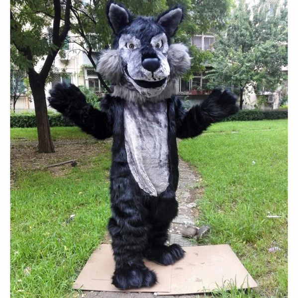 Venda quente bonito lobo de pelúcia traje da mascote carnaval festa palco desempenho vestido extravagante para homens mulheres traje de halloween