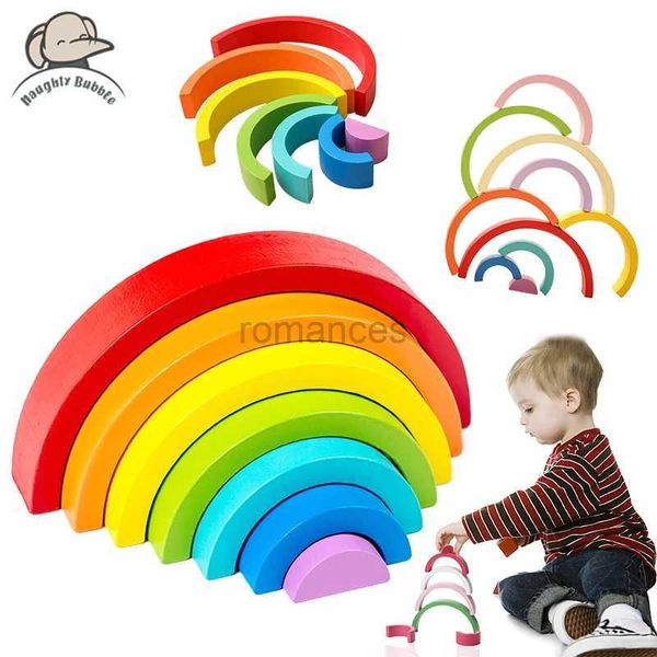 Ordinamento di giocattoli impilabili impilabili 1 set di blocchi arcobaleno in legno impilati Montessori gioco di equilibrio per bambini puzzle educativo regalo di Natale 24323