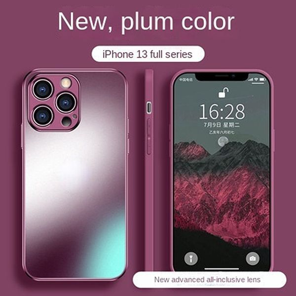 AG Silikon Matte Glashülle für iPhone 15 14 13 12 11 Pro Max ProMax Plus Milchglas Handyhülle mit integrierter Linsenfolie