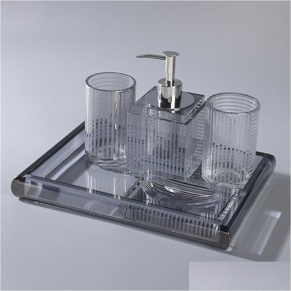 Conjunto acessório de banho conjunto de vidro de cristal kit de banheiro high-end fosco artesanato loção garrafa bucal copo escova de dentes decoração drop del ot81j