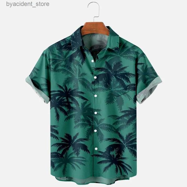 Camisas casuais masculinas moda verão camiseta havaiana impressão 3D confortável casual camisa de botão único manga curta praia camisa extra grande l240320