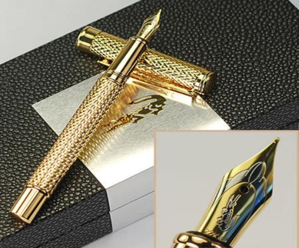 Alta qualidade crocodilo m nib ouro metal caneta fonte escola escritório papelaria moda escrita canetas de tinta para aniversário gift4101270