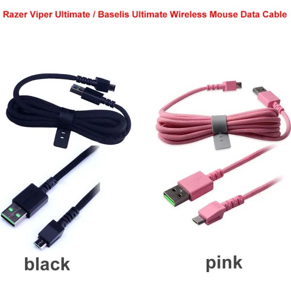 Razer Razer Viper için Fareler Ultimate Kablosuz Oyun Fare Viper Prov2 Basilis Ultimate Naga Viper USB Veri Kablosu Şarj Kablosu Parçaları