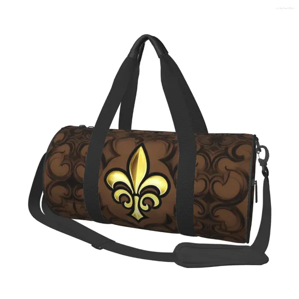 Borse da esterno Fleur De Lis Symbol Borsa da palestra Moda Viaggi Allenamento Sport Uomo Accessori personalizzati Borse da fine settimana fitness retrò