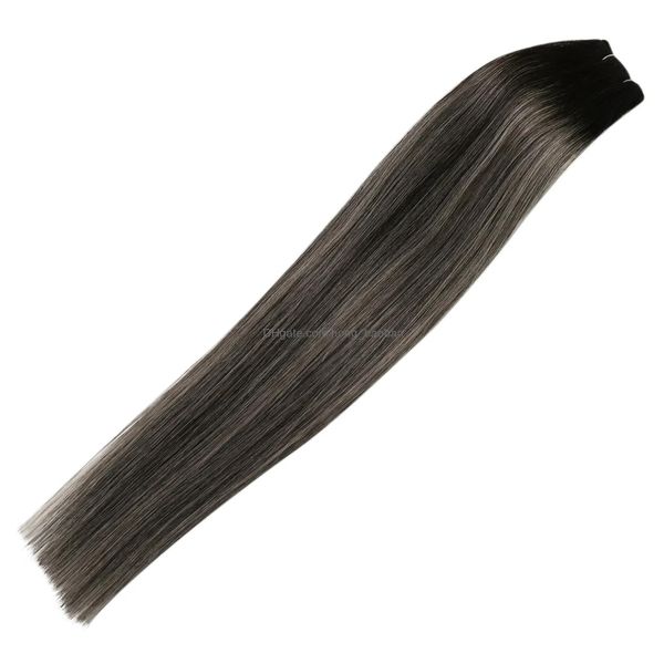 Kits de extensão de cabelo Trama Vesunny Extensões de Seda Plana Virgem Costura Humana em Cinza Loiro 19A / 60 Reto para Salão de Entrega Produto Dhkah