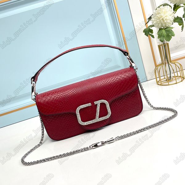 Bolsa de designer de alta qualidade Novo MINI LOCO importado cobra estampado bolsa de couro de bezerro fivela de diamante bolsa de ombro bolsa de corrente deslizante crossbody