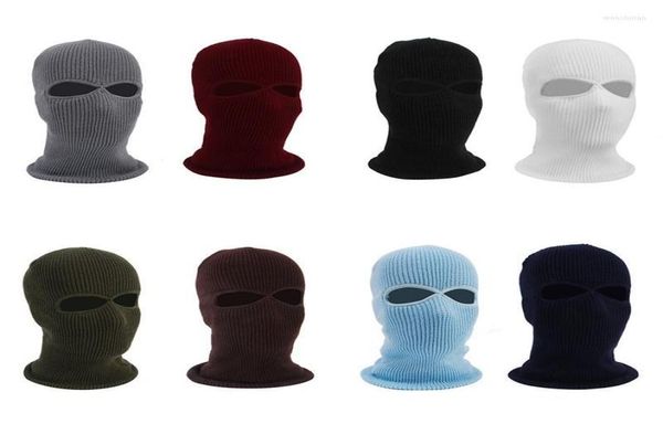 Buraco Full Face Cover Máscara Balaclava Malha Chapéu Exército Tático CS Inverno Ski Ciclismo Beanie Cachecol Máscaras Quentes Caps 8372245