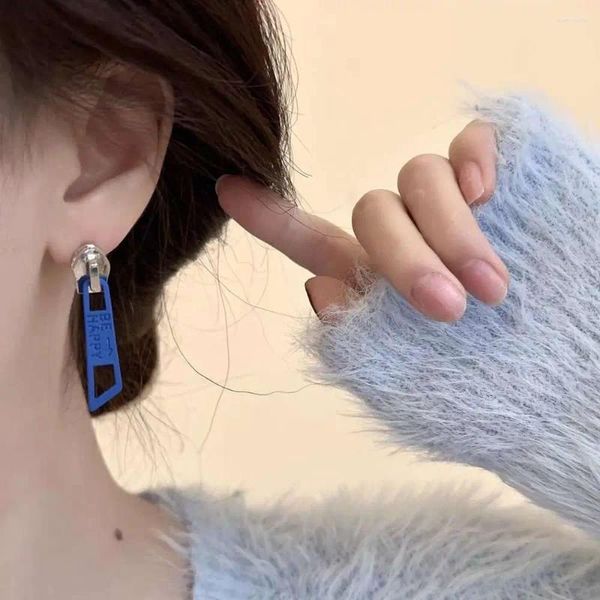 Brincos de parafuso prisioneiro gota anéis de orelha para mulheres moda jóias criativo zíper forma meninas legal engraçado personalidade studs