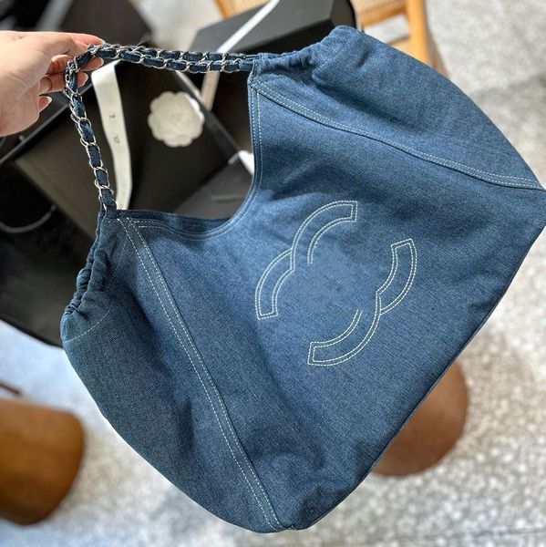Роскошная дизайнерская сумка-тоут Новая джинсовая сумка для покупок в стиле ретро Пляжная сумка с большой вместительной сумкой для покупок Дизайнерская сумка Модная женская сумка через плечо