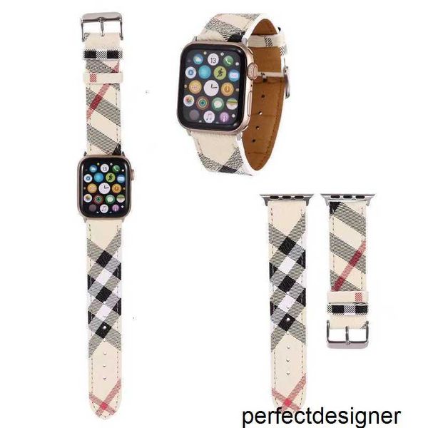 Designer Top Designer Strap Pulseiras de presente para Apple Watch Band 42mm 38mm 40mm 44mm iwatch 5 SE 6 7 8 Ultra bandas Pulseira de couro Pulseira de modaU985