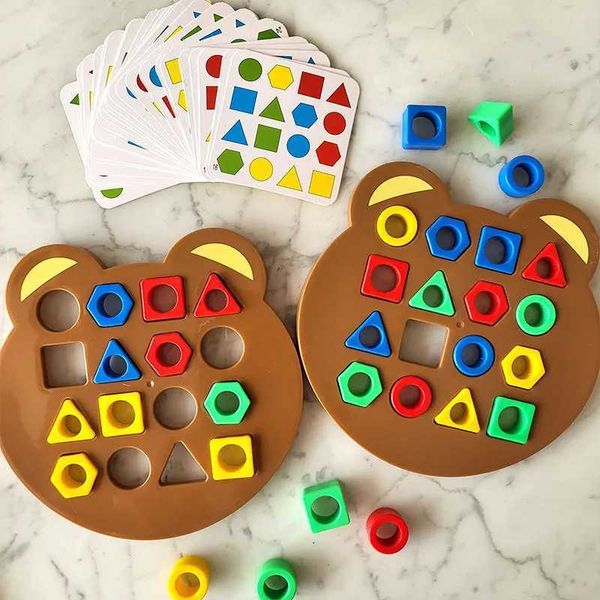 Nidificação empilhamento classificação brinquedos crianças montessori forma geométrica correspondência de cores 3d quebra-cabeça educação interativo batalha jogos de tabuleiro 24323
