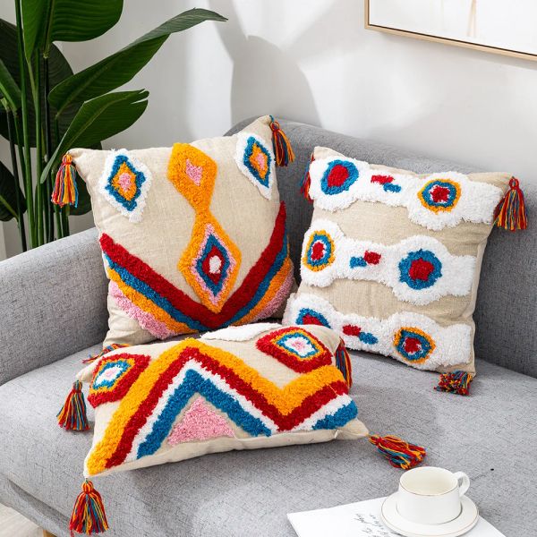 Cuscino nuovo cuscino in stile in stile indiano Copertina cuscino cuscino nordico marocchino bestiame geometrica a mano.