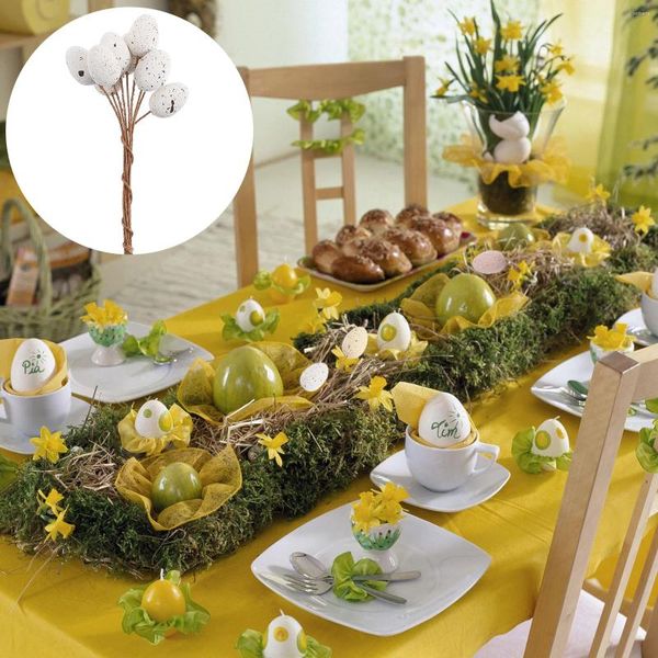 Flores decorativas 27 pcs ovo galho corte primavera hastes florais artificial páscoa manchada picaretas