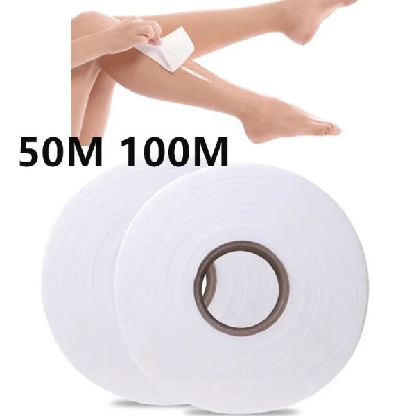 Wachsen Professionelle 50M 100M 1 Rolle Vlies Körper Tuch Haar Entfernen Wachs Papier Körper Wachs Streifen Haar Entfernung papier Epilierer Für Bein Arm 2