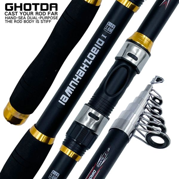 Ruten GHOTDA FRP Carbon Fiber 2.13.6M Spinning Angelrute M Power Teleskop Rock Angelrute Karpfen Feeder Rod Surf Spinning Rod