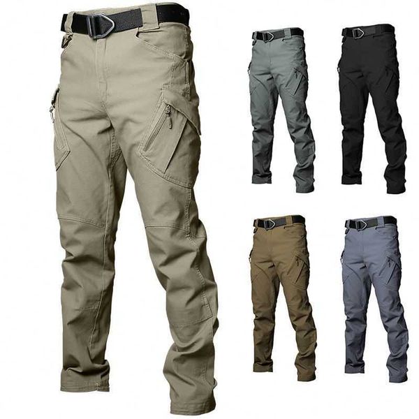 Ix9 calças de carga tática dos homens vários bolsos calças trabalho ao ar livre techwear caminhadas pantalons homme cáqui celana pria casual