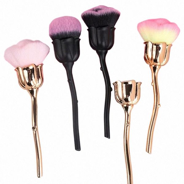 fr Pennello per unghie per manicure Rose Nail Art Brush Accessori per unghie Strumenti Popolare Rotondo Piccolo smalto gel Spazzole per pulizia polvere 92wX #