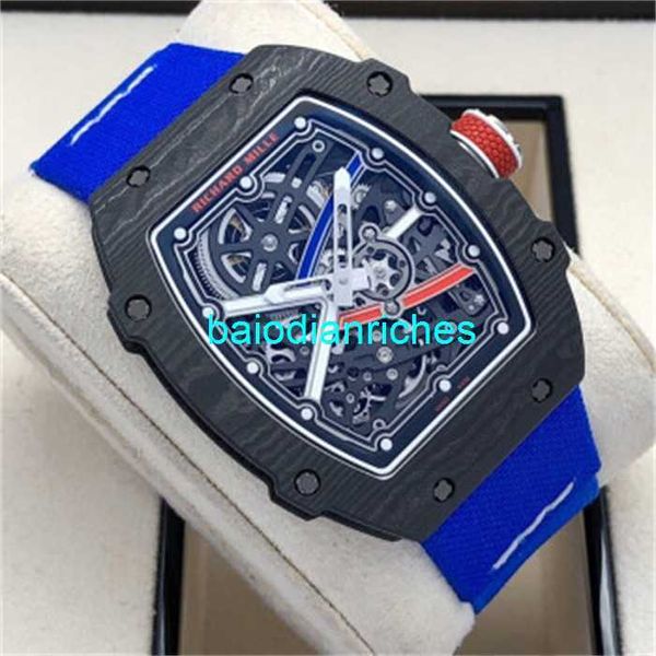 Richardmills Herren-Armbanduhrenschatchen Schweizer Sport mechanischer Uhren 99 Herren RM67-02 Automatische mechanische mechanische TPT Composite gewebte Uhrengurt Uhr HBPQ