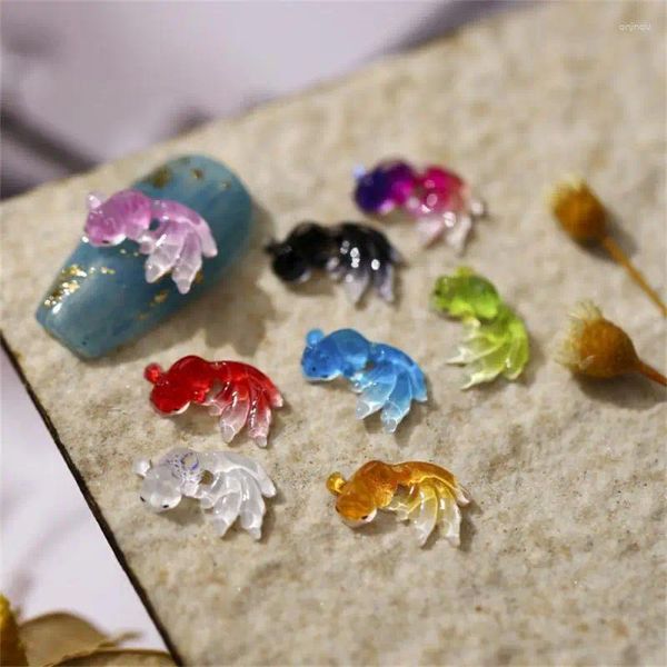 Decorações de arte em unhas Decoração de peixinho colorido gelatina de cauda de peixe 3d pintura transparente ornamentos de beleza